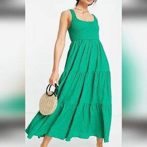EUC ASOS Green Sleeves Less Maxi Dress Size 6